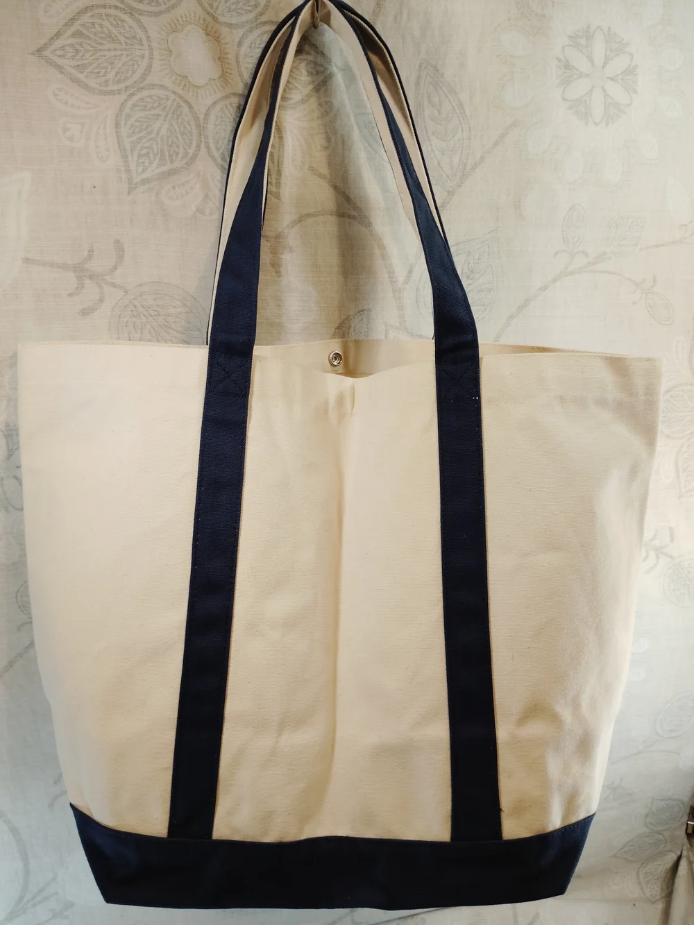#2 Cruise One Cream And Navy Shoulder Tote Bag